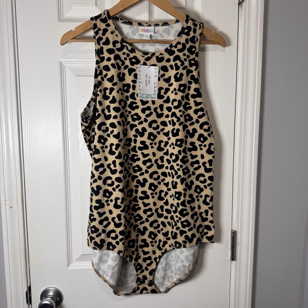 Lularoe Hope Bodysuit One Piece Leopard Sleeveless Tank 2xL NWT Retail $34